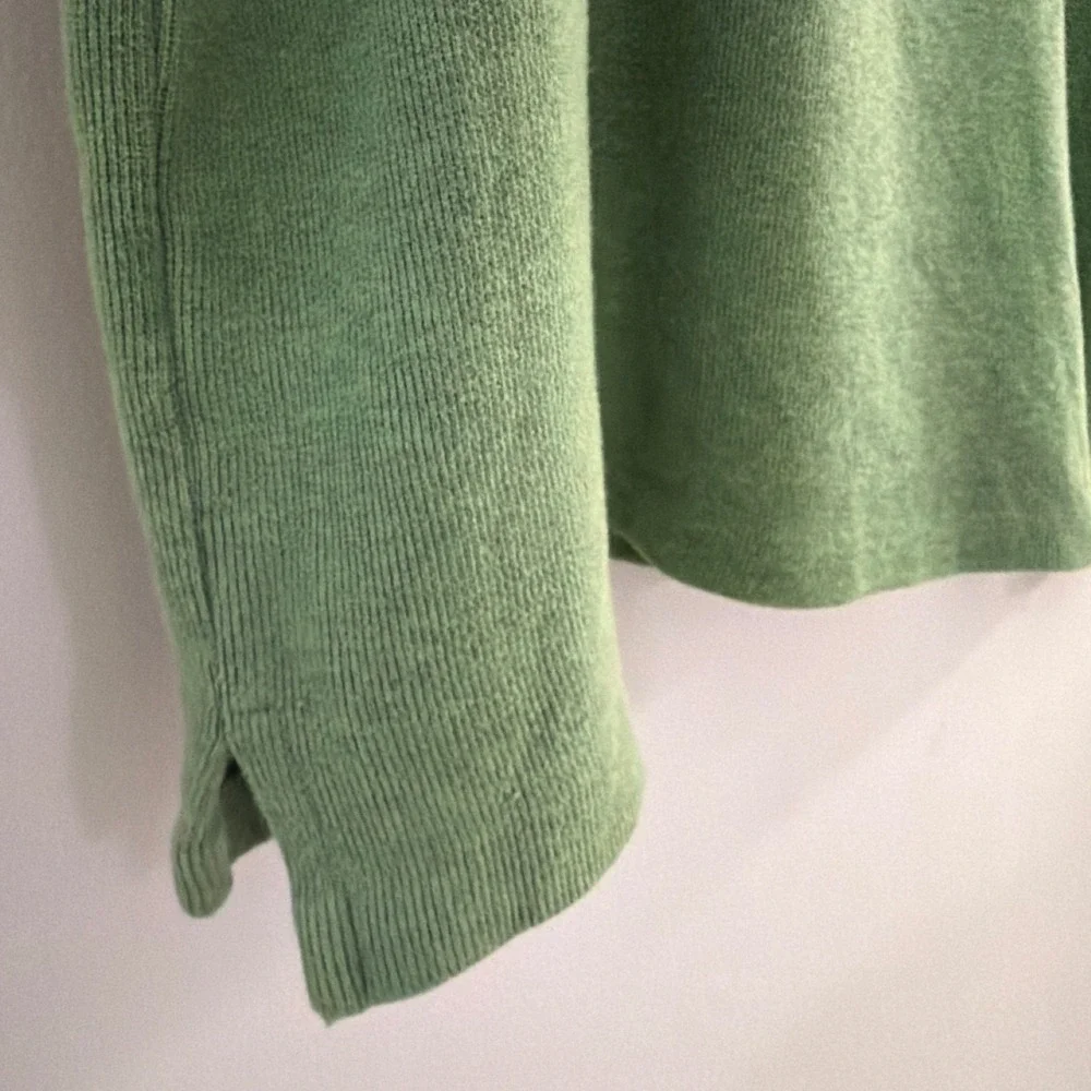 Polo Ralph Lauren Mens Large Sage Green 100% Cotton Quarter Zip Ribbed Sweater